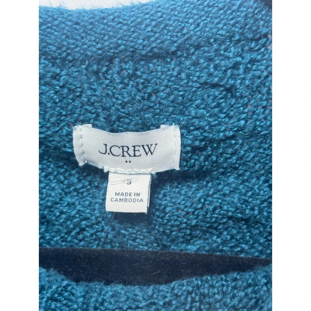 J. Crew Cable Knit Sweater Womens S Teal Blue Crewneck Classic Preppy